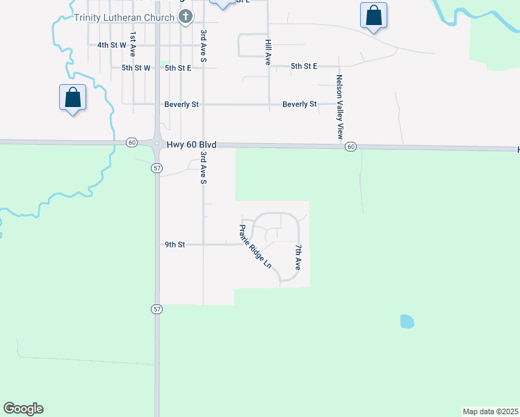 map of restaurants, bars, coffee shops, grocery stores, and more near 697 9th Street in Kenyon