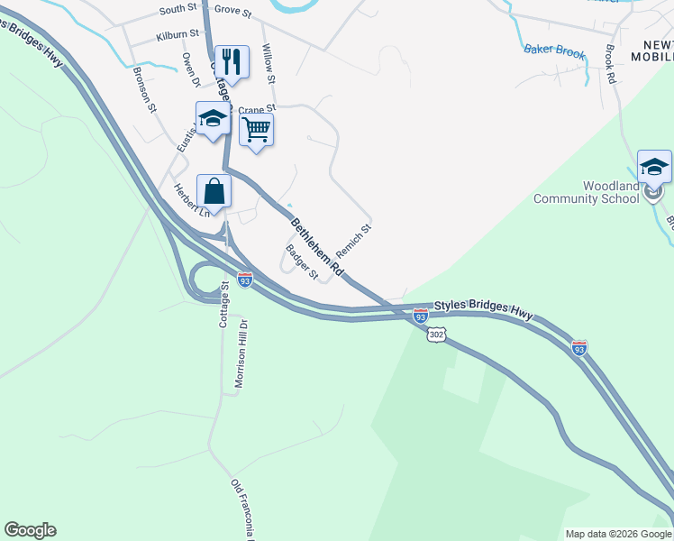 map of restaurants, bars, coffee shops, grocery stores, and more near 221 Bethlehem Rd in Littleton
