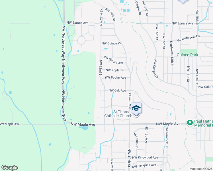 map of restaurants, bars, coffee shops, grocery stores, and more near 2042 Northwest 22nd Street in Redmond