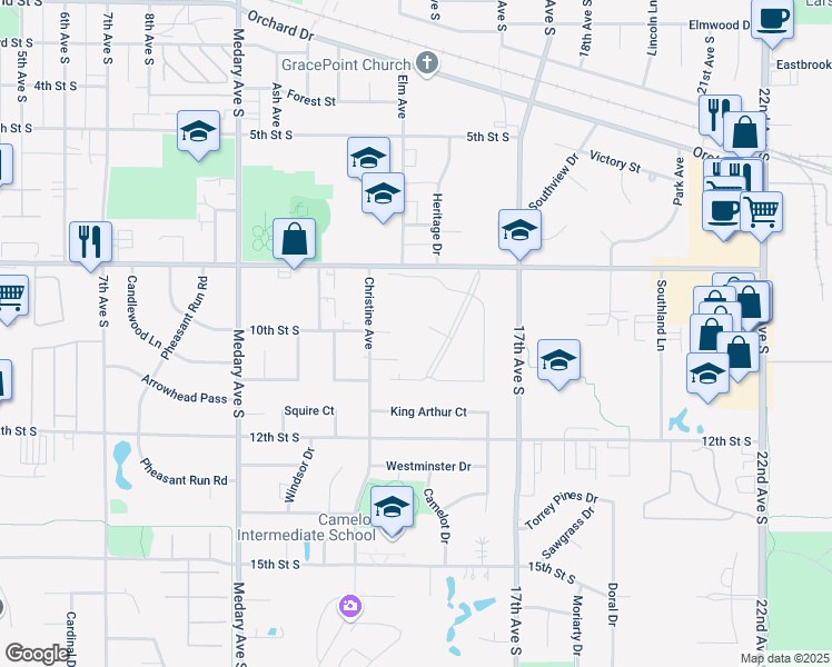 map of restaurants, bars, coffee shops, grocery stores, and more near 1500 Sequoia Court in Brookings