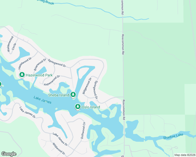 map of restaurants, bars, coffee shops, grocery stores, and more near 501 Springwood Drive in Prudenville