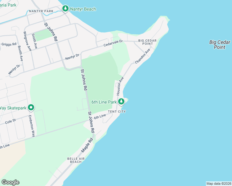 map of restaurants, bars, coffee shops, grocery stores, and more near 1562 Houston Avenue in Innisfil