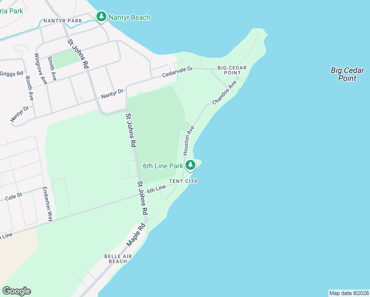 map of restaurants, bars, coffee shops, grocery stores, and more near 1566 Houston Avenue in Innisfil