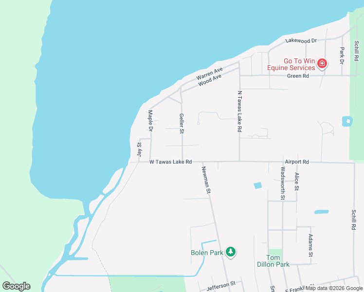 map of restaurants, bars, coffee shops, grocery stores, and more near 963 Geller St in East Tawas