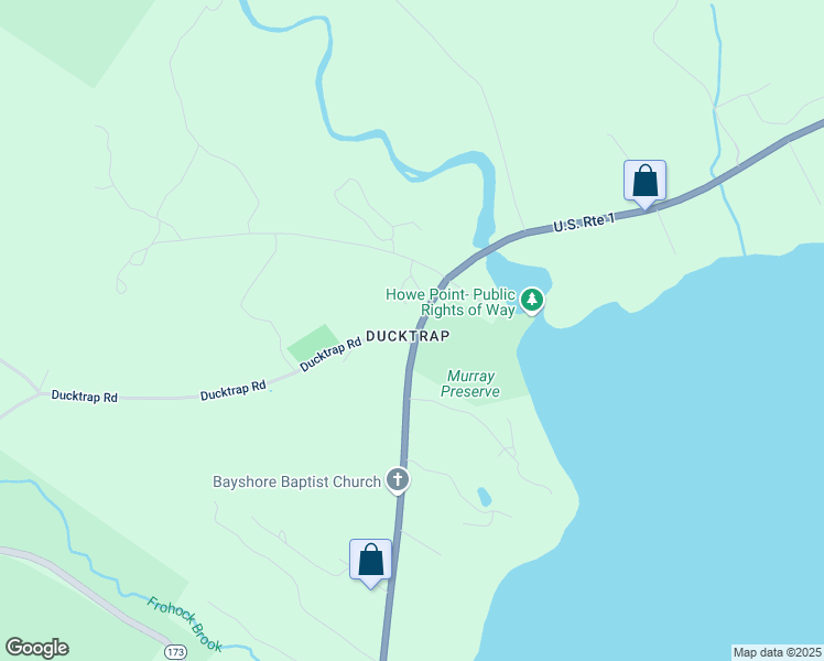 map of restaurants, bars, coffee shops, grocery stores, and more near 5 Ducktrap Road in Lincolnville