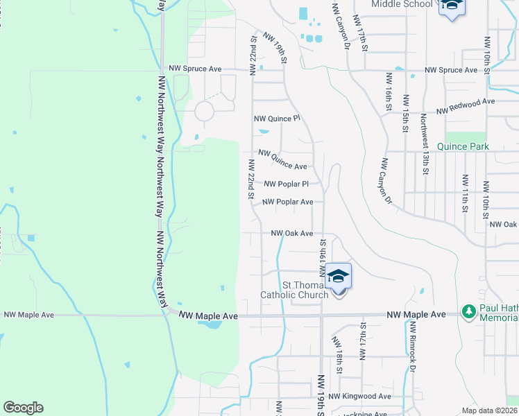 map of restaurants, bars, coffee shops, grocery stores, and more near 2042 Northwest 22nd Street in Redmond