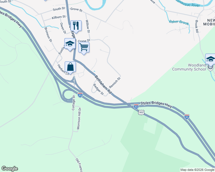 map of restaurants, bars, coffee shops, grocery stores, and more near 221 Bethlehem Road in Littleton