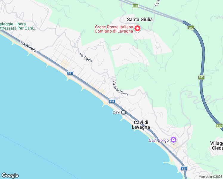 map of restaurants, bars, coffee shops, grocery stores, and more near 83 Via Modena in Lavagna