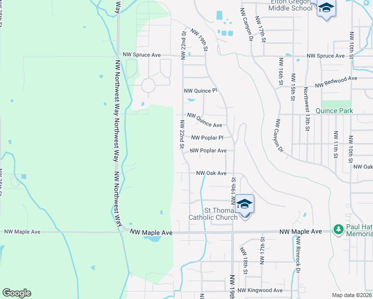 map of restaurants, bars, coffee shops, grocery stores, and more near 2148 Northwest Poplar Place in Redmond