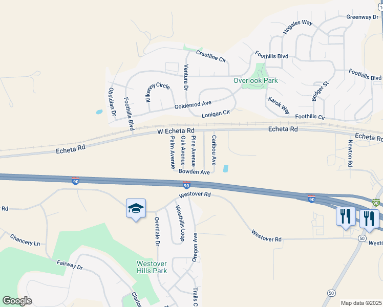 map of restaurants, bars, coffee shops, grocery stores, and more near 3201 Echeta Road in Gillette