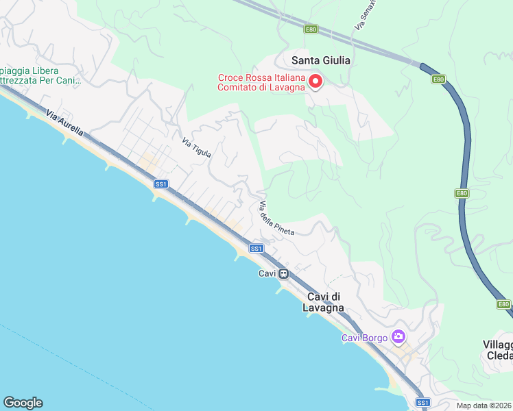 map of restaurants, bars, coffee shops, grocery stores, and more near 83 Via Modena in Lavagna