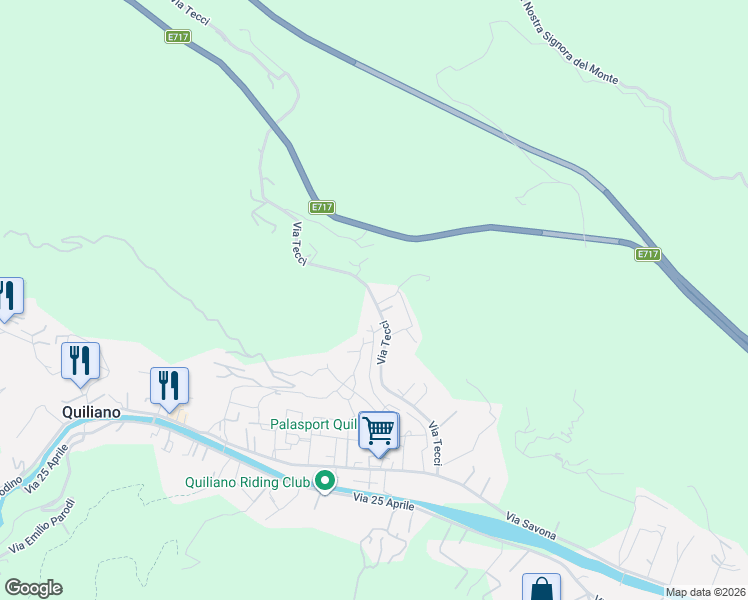 map of restaurants, bars, coffee shops, grocery stores, and more near 25 Via San Rocco in Quiliano