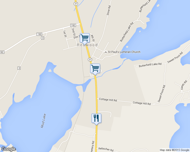 map of restaurants, bars, coffee shops, grocery stores, and more near 43508 Route 37 in Redwood