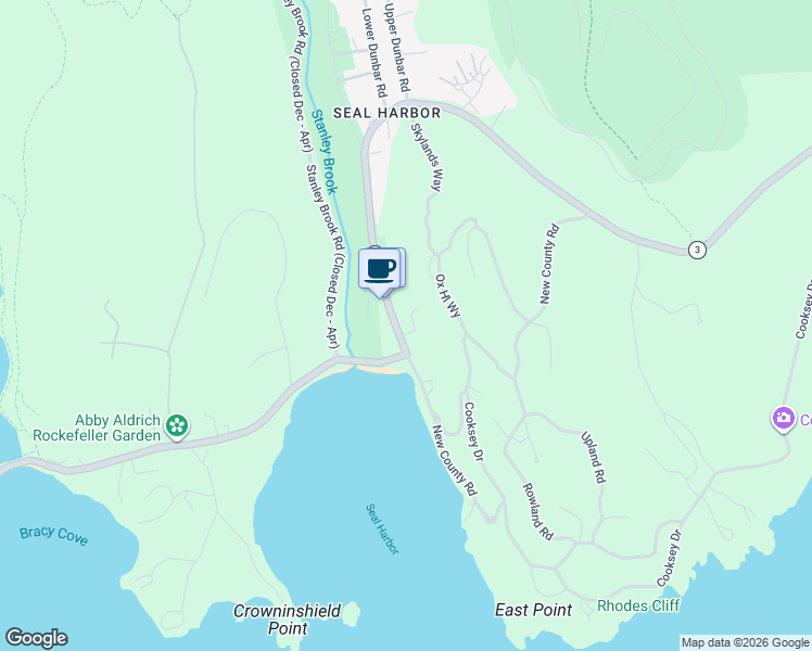 map of restaurants, bars, coffee shops, grocery stores, and more near 1 Main Street in Mount Desert