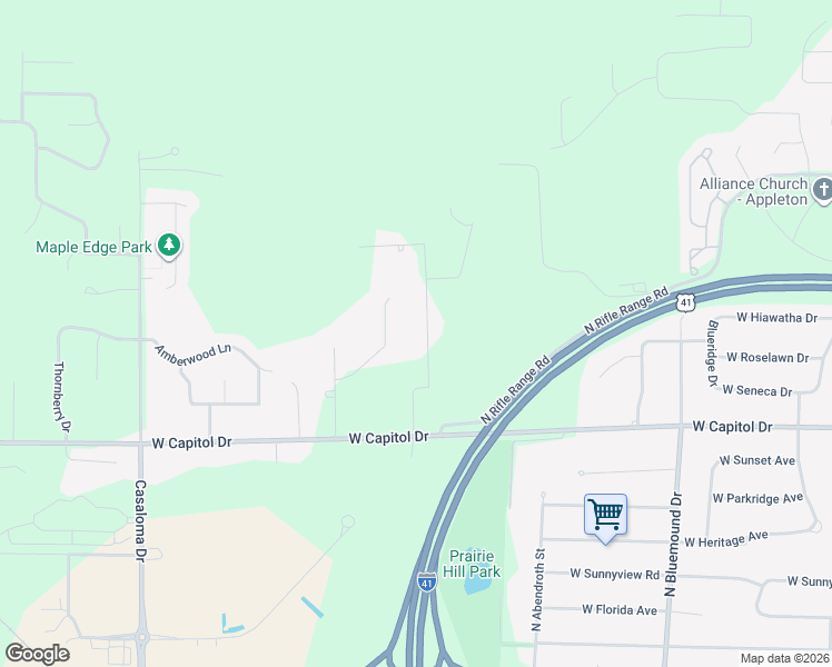 map of restaurants, bars, coffee shops, grocery stores, and more near 3721 North Capitol Court in Appleton