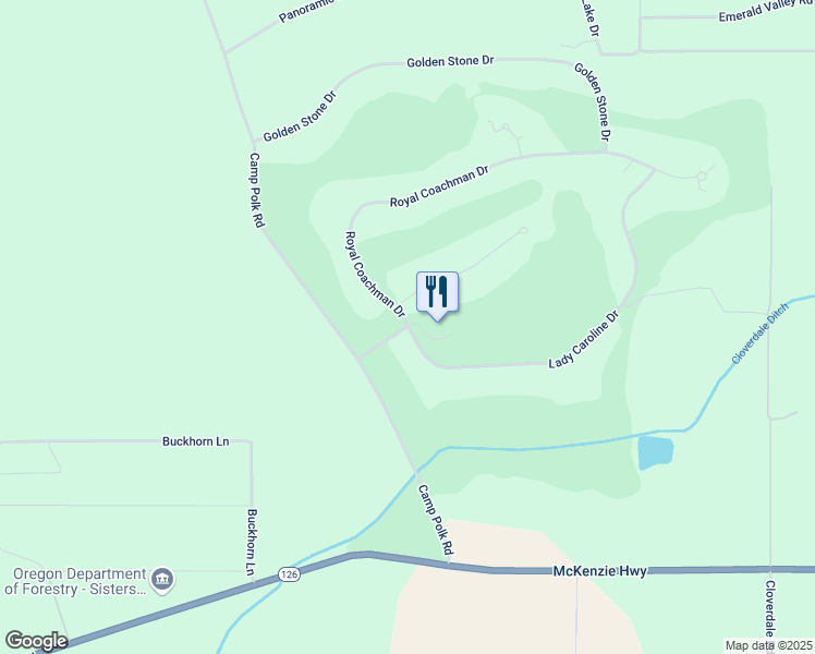 map of restaurants, bars, coffee shops, grocery stores, and more near 23781 Aspen Lakes Drive in Sisters