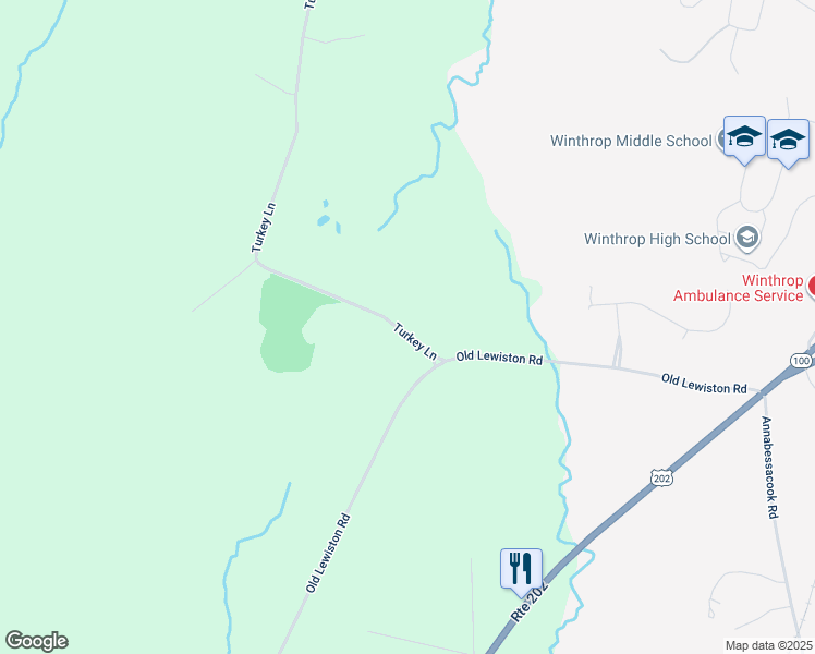map of restaurants, bars, coffee shops, grocery stores, and more near 25 Turkey Lane in Winthrop