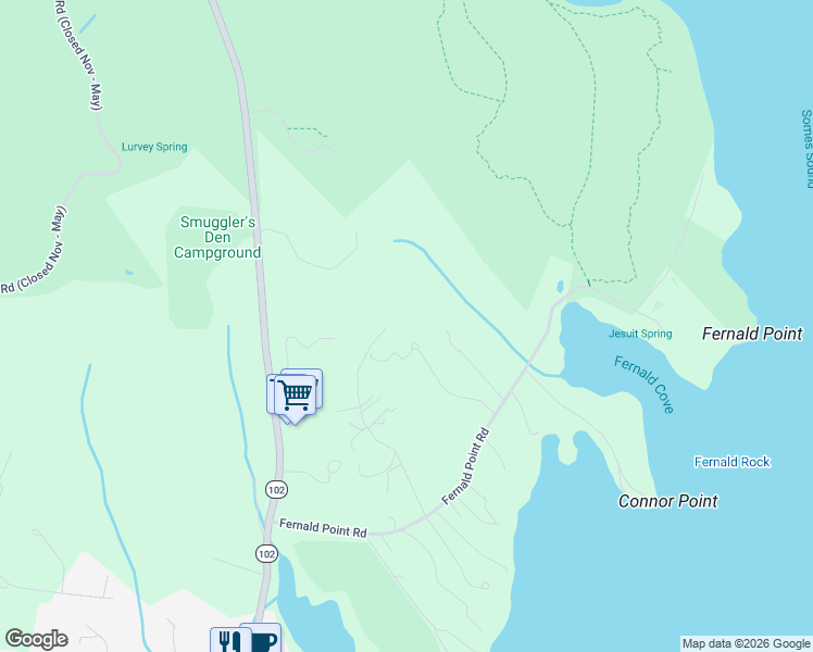 map of restaurants, bars, coffee shops, grocery stores, and more near 67 Fernald Point Road in Southwest Harbor