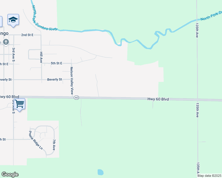 map of restaurants, bars, coffee shops, grocery stores, and more near 940 Golf Court in Wanamingo