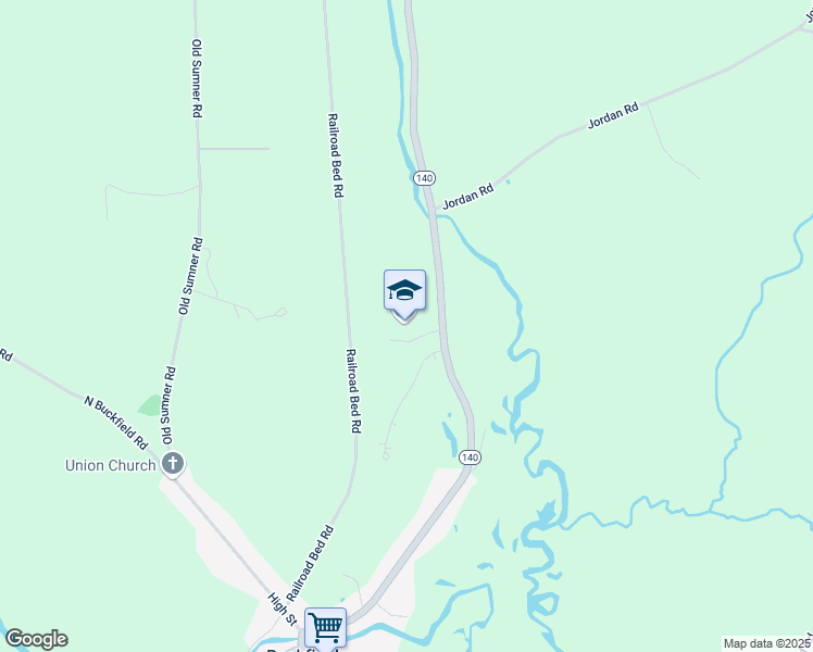 map of restaurants, bars, coffee shops, grocery stores, and more near 160 Morrill Street in Buckfield