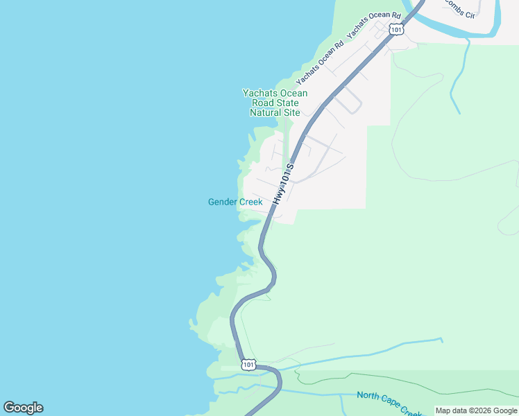 map of restaurants, bars, coffee shops, grocery stores, and more near 43 Windy Way Street in Yachats