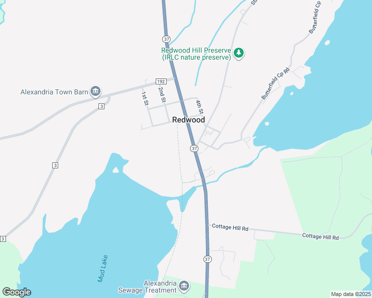 map of restaurants, bars, coffee shops, grocery stores, and more near 43632 New York 37 in Redwood