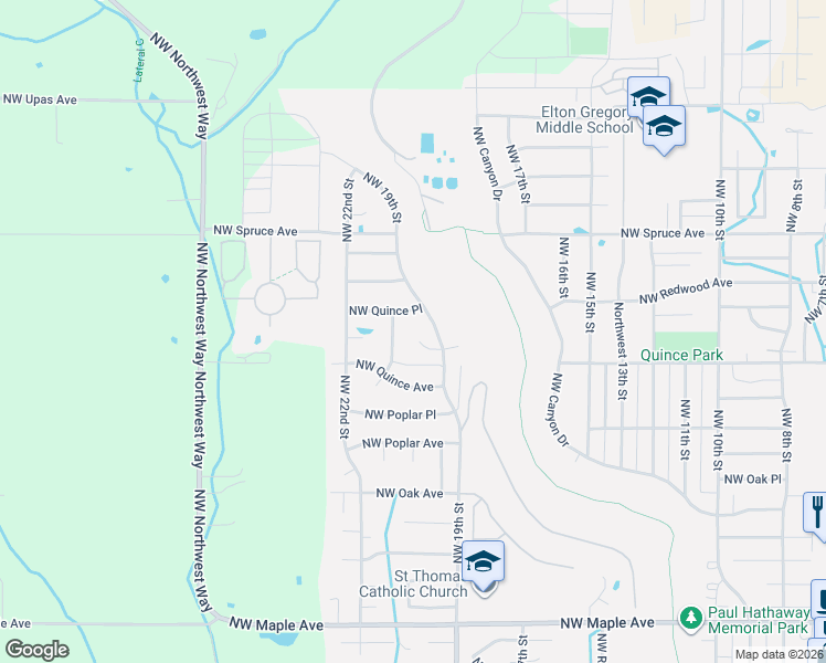 map of restaurants, bars, coffee shops, grocery stores, and more near 2072 Northwest Quince Place in Redmond