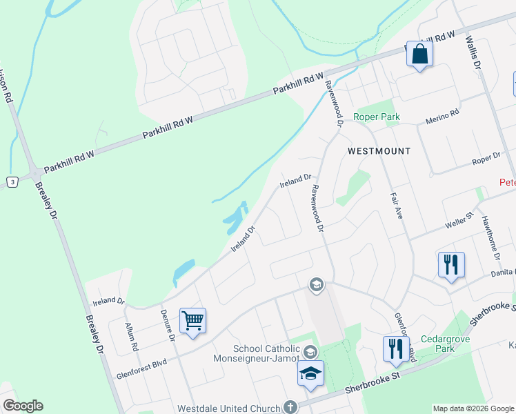map of restaurants, bars, coffee shops, grocery stores, and more near in Peterborough