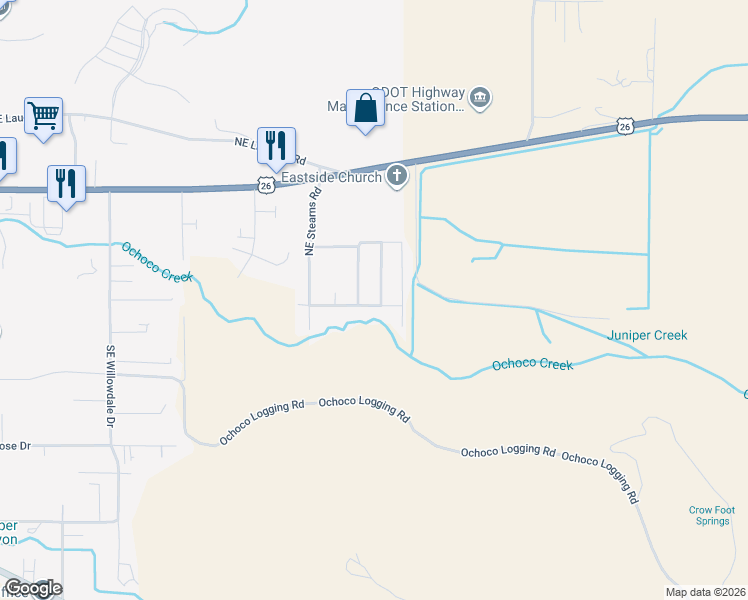 map of restaurants, bars, coffee shops, grocery stores, and more near 463 Southeast Sumner Drive in Prineville
