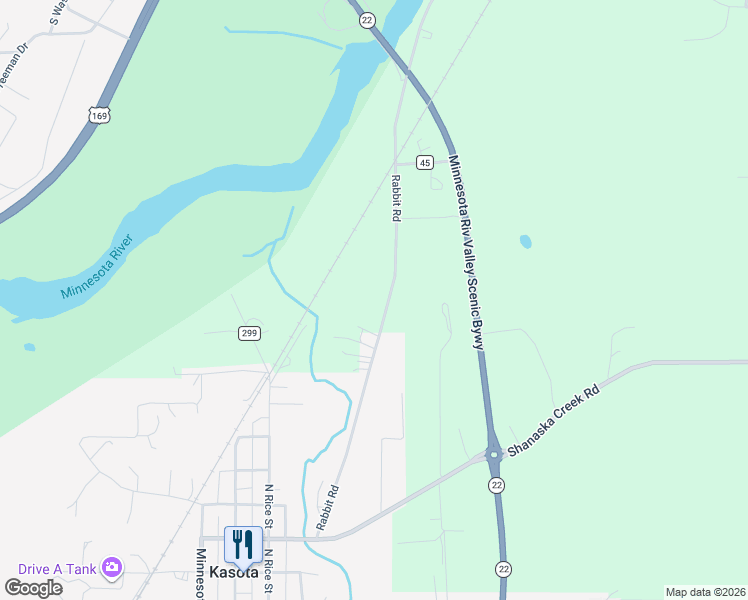 map of restaurants, bars, coffee shops, grocery stores, and more near 994 Rabbit Road in Saint Peter