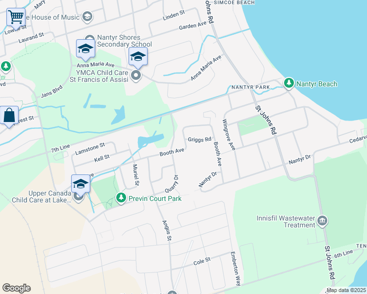 map of restaurants, bars, coffee shops, grocery stores, and more near 1010 Booth Avenue in Innisfil