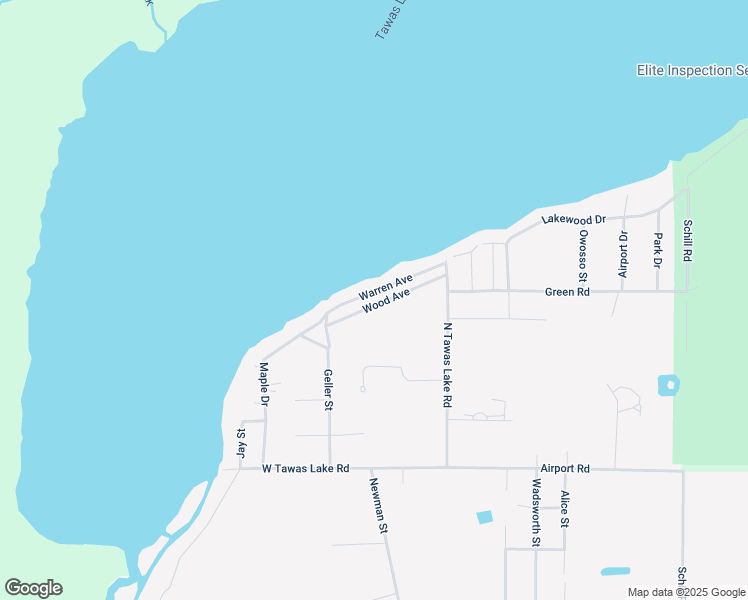 map of restaurants, bars, coffee shops, grocery stores, and more near 122 Wood Road in East Tawas