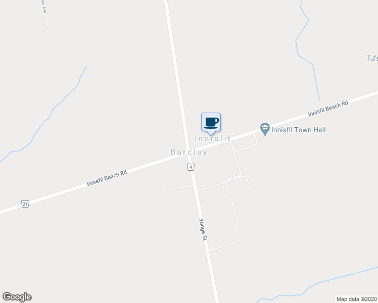 map of restaurants, bars, coffee shops, grocery stores, and more near 2229 Innisfil Beach Road in Innisfil