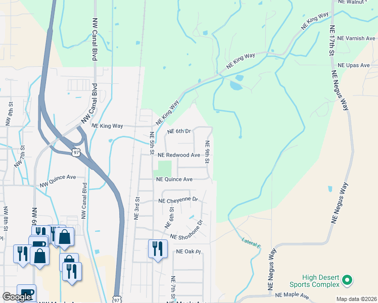 map of restaurants, bars, coffee shops, grocery stores, and more near 767 Northeast Redwood Court in Redmond