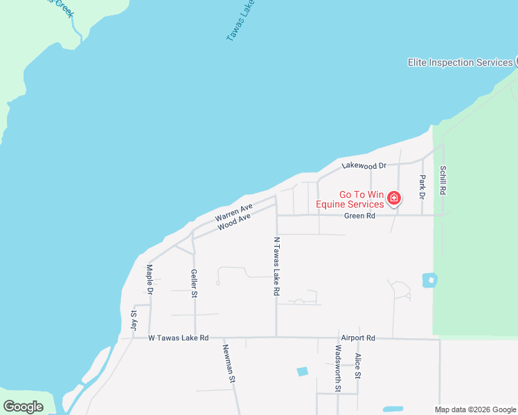 map of restaurants, bars, coffee shops, grocery stores, and more near 107 Warren Ave in East Tawas