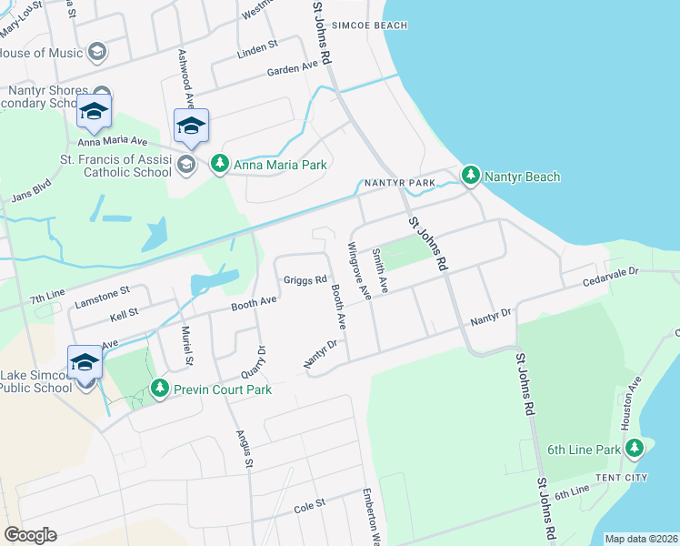 map of restaurants, bars, coffee shops, grocery stores, and more near in Innisfil