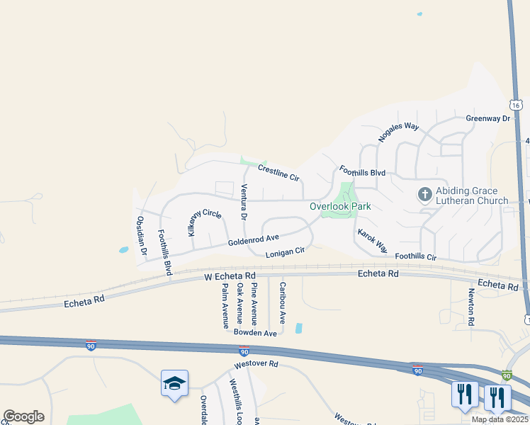 map of restaurants, bars, coffee shops, grocery stores, and more near 3307 Foothills Boulevard in Gillette