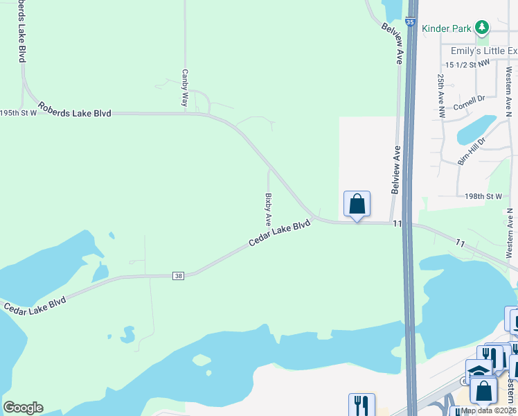 map of restaurants, bars, coffee shops, grocery stores, and more near 19810 Bixby Avenue in Faribault