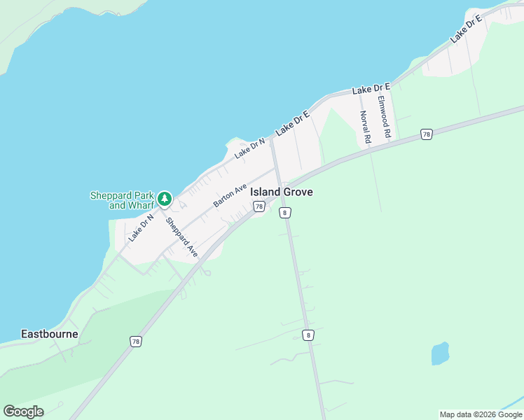 map of restaurants, bars, coffee shops, grocery stores, and more near 1051 Metro Road North in Georgina