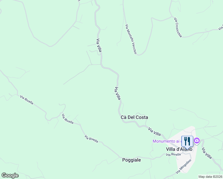 map of restaurants, bars, coffee shops, grocery stores, and more near 117 Via Villa in Castel D`Aiano