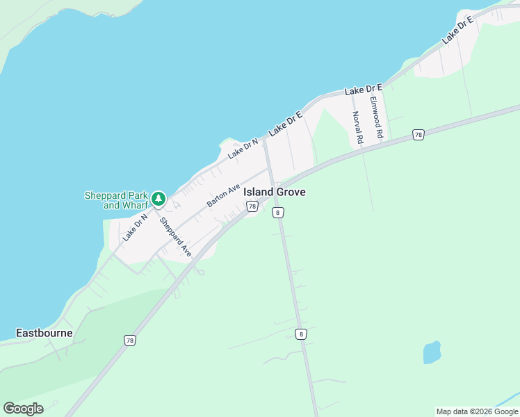 map of restaurants, bars, coffee shops, grocery stores, and more near 1051 Metro Road North in Georgina