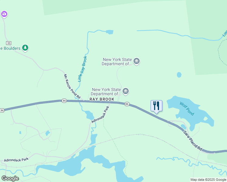 map of restaurants, bars, coffee shops, grocery stores, and more near 1097 New York 86 in Essex County
