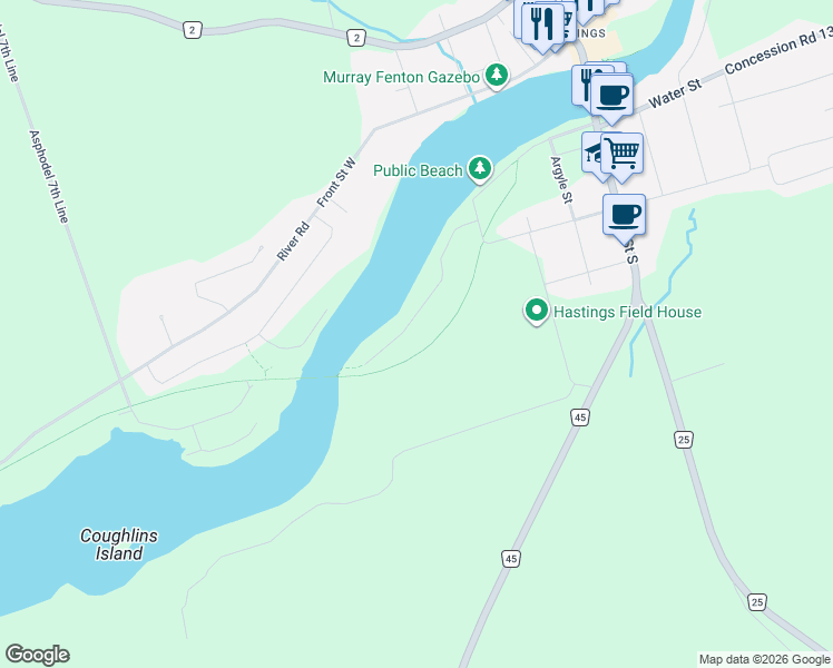 map of restaurants, bars, coffee shops, grocery stores, and more near 206 Homewood Avenue in Northumberland County