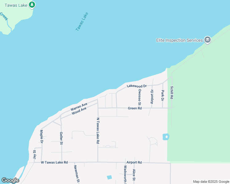 map of restaurants, bars, coffee shops, grocery stores, and more near 318-1000 Lakewood Drive in East Tawas