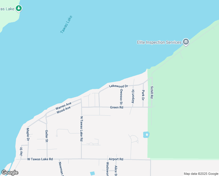 map of restaurants, bars, coffee shops, grocery stores, and more near 318 Lakewood Drive in East Tawas