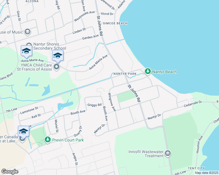 map of restaurants, bars, coffee shops, grocery stores, and more near 1776 Wingrove Avenue in Innisfil
