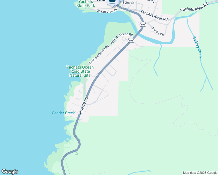 map of restaurants, bars, coffee shops, grocery stores, and more near 572 Hill Ct in Yachats
