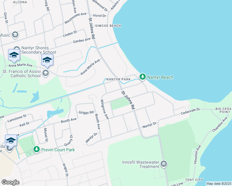 map of restaurants, bars, coffee shops, grocery stores, and more near 923 Clifton Boulevard in Innisfil
