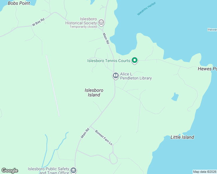 map of restaurants, bars, coffee shops, grocery stores, and more near 310 Main Road in Islesboro