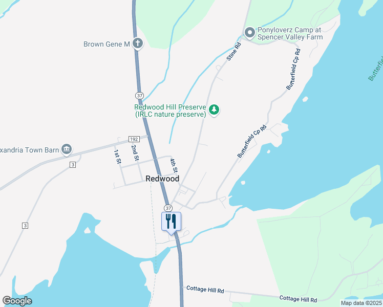 map of restaurants, bars, coffee shops, grocery stores, and more near 43821 Stine Road in Redwood
